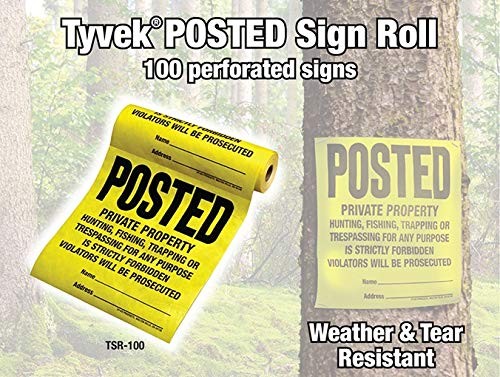 100 PCS Posted Private Property Tyvek Sign Roll Fits 11×11 Inch