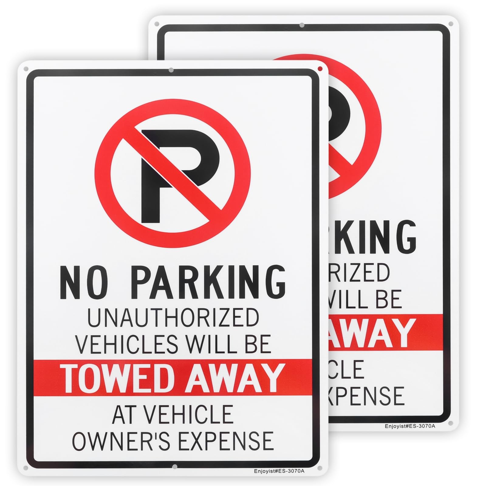 No Parking Unauthorized Vehicles Towed Away Sign 14×10 Aluminum 2 Pack