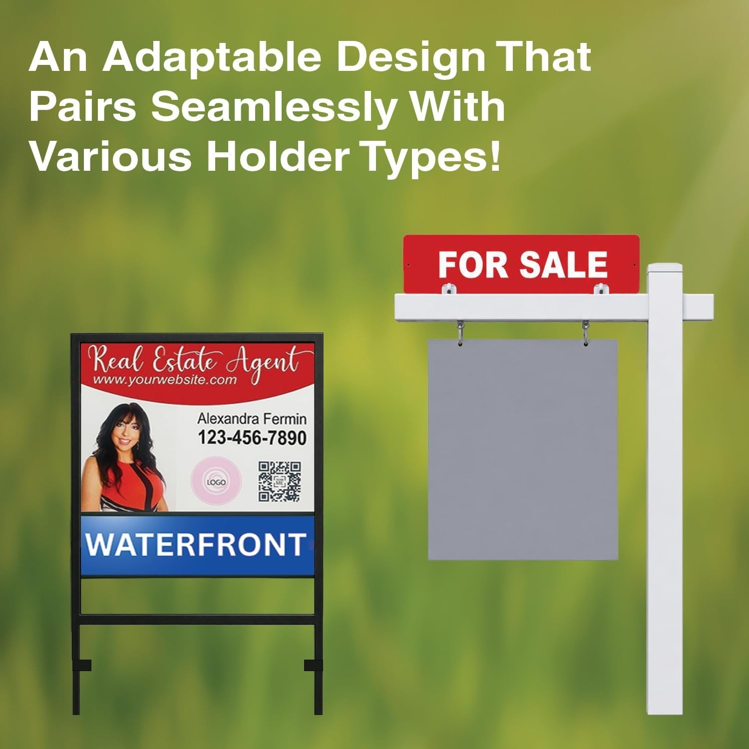 Real Estate Rider Sign 6×24 Aluminum Double-Sided Just Listed Blue