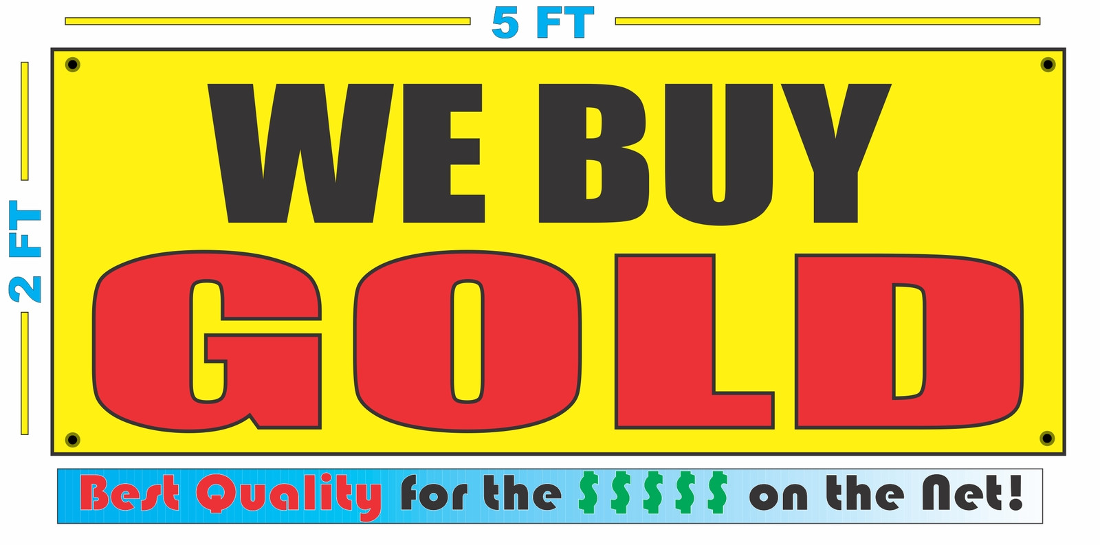 WE BUY GOLD Banner Sign Yellow with Red & Black