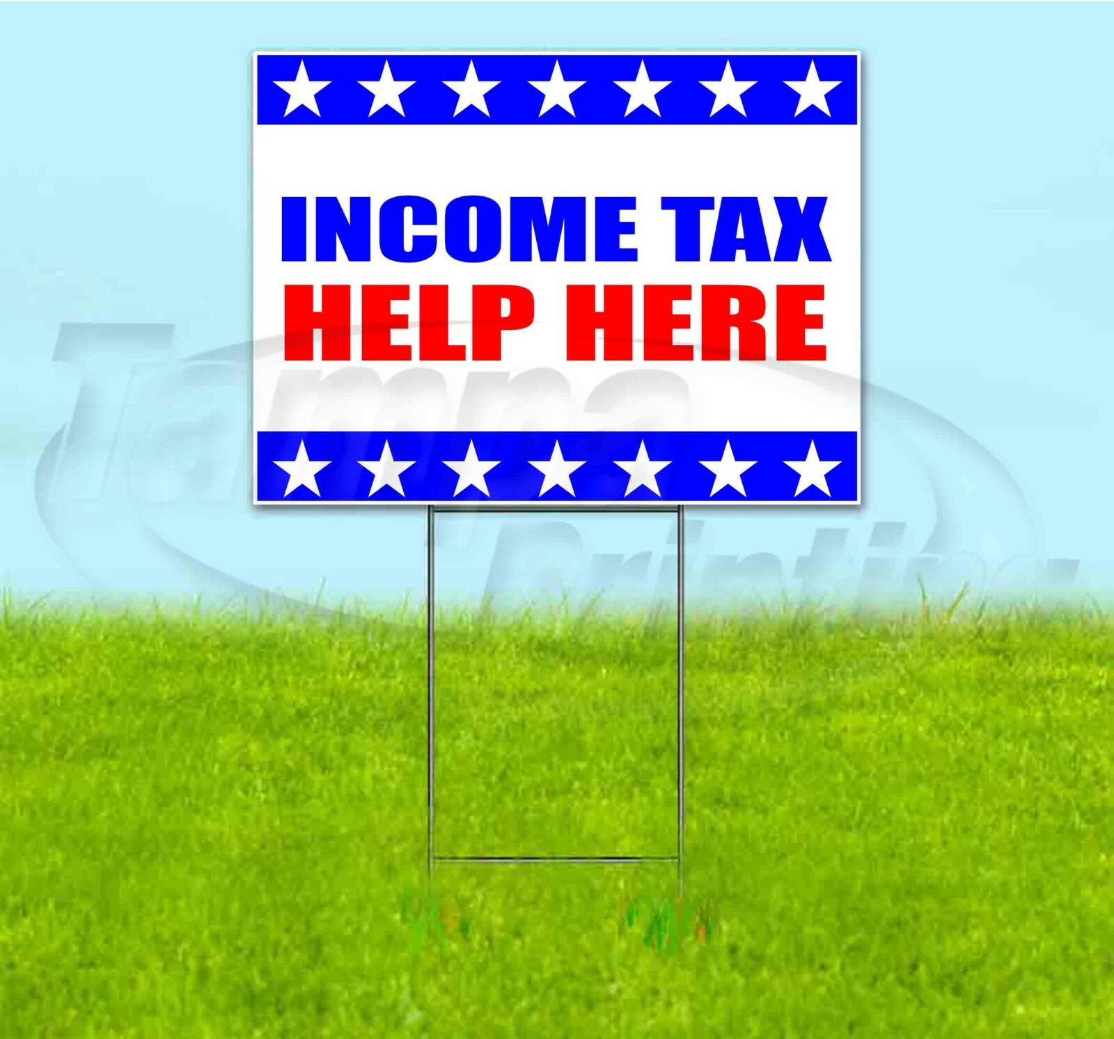 INCOME TAX HELP HERE 18×24 Yard Sign WITH STAKE Corrugated Bandit USA SERVICE