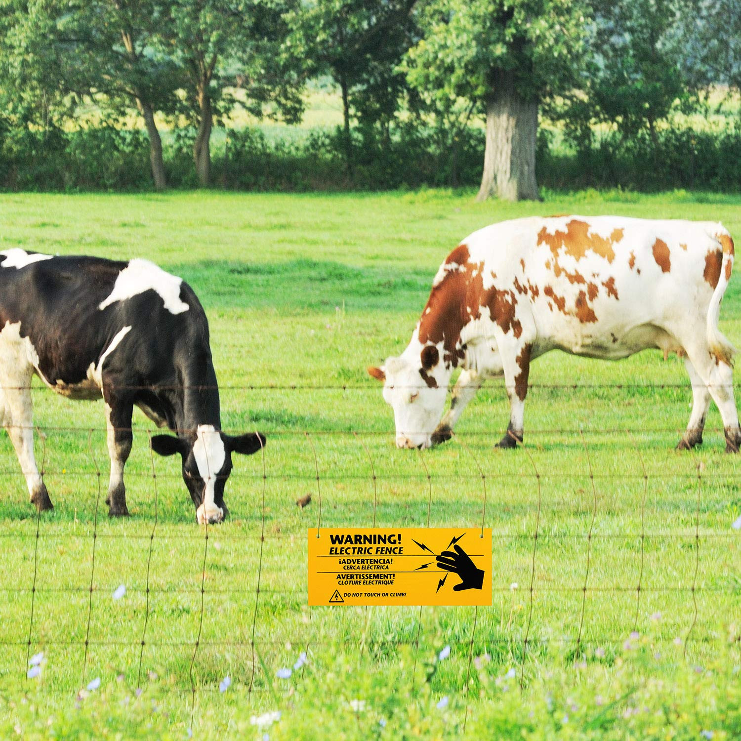 24 Pieces Electric Fence Warning Signs 10 x 4 Inch Plastic Danger Electric Fence