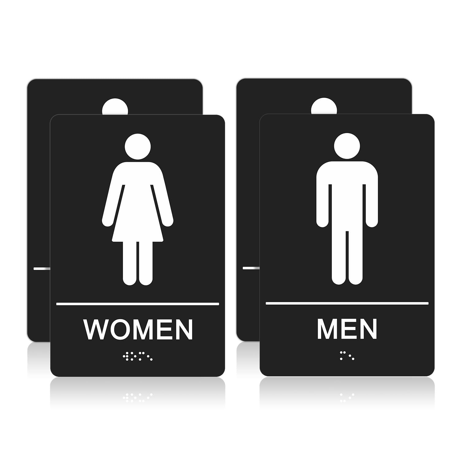 Men Women Signs for Business – 4 Pack – 9 x 6 Inches Acrylic, ADA Compliant w…