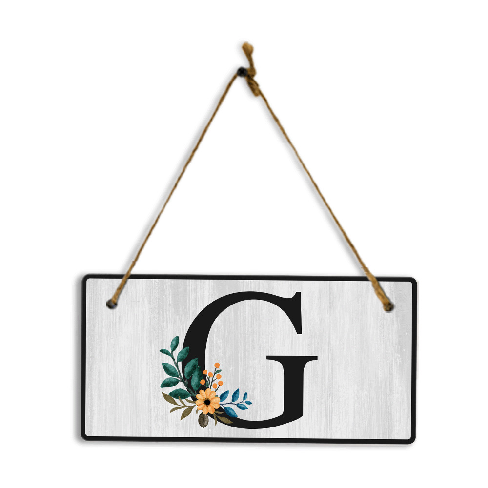 G Flower Decor 5×10 Hanging Wall or Door Sign | Alphabet Letter Room Decoration