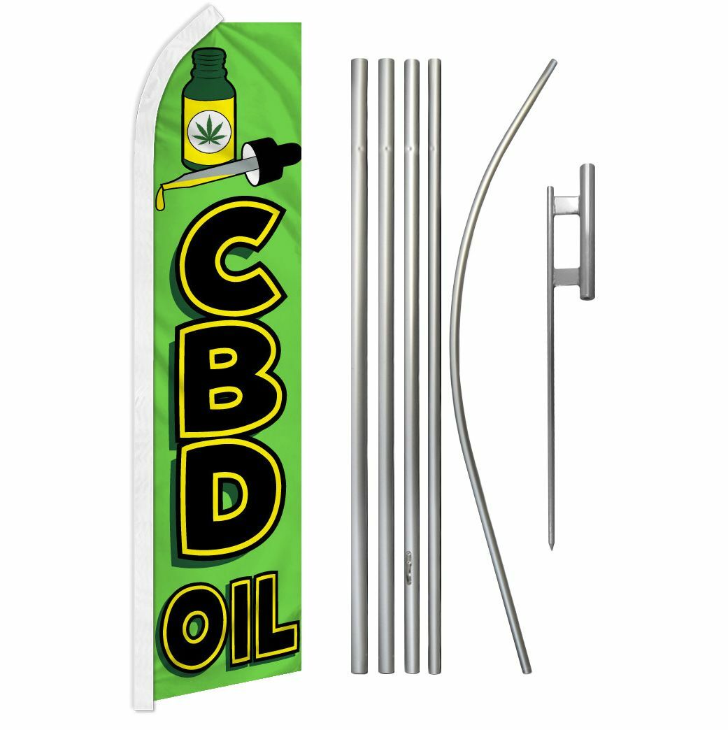 “CBD OIL” Advertising Super Flag & Pole Kit c.b.d. sold here