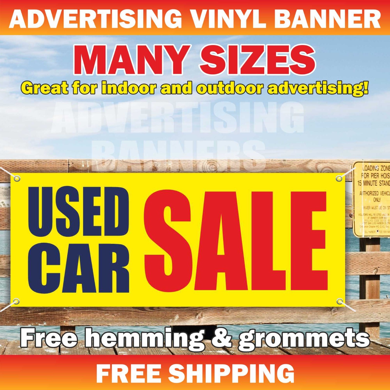 USED CAR SALE Advertising Banner Vinyl Mesh Sign Service AUTOS USADOS Auto Body