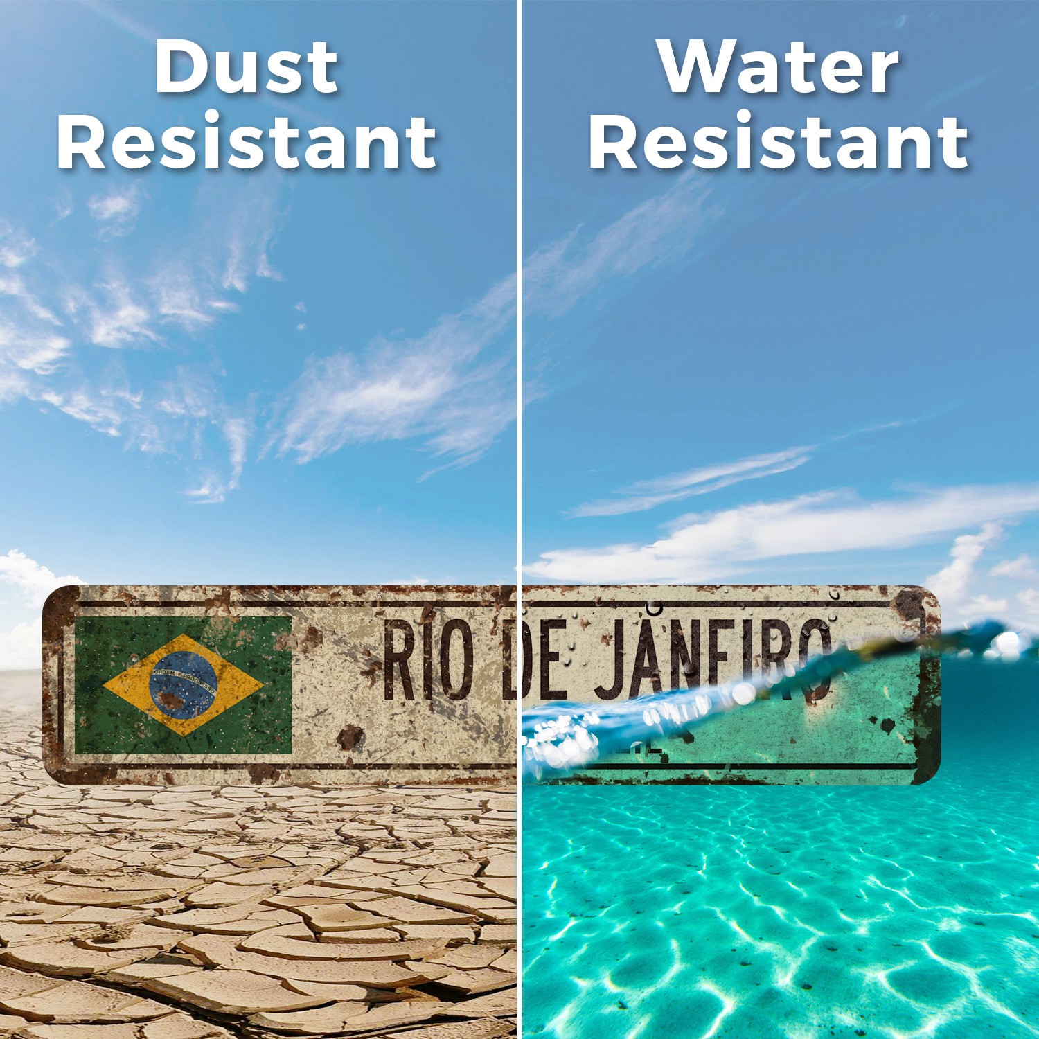 RIO DE JANEIRO BRAZIL Vintage Style Street Sign Brazilian flag city country road