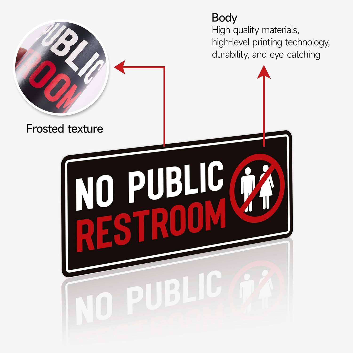 2PCS No Public Restroom Signs for Business, Self Adhesive Weatherproof Vinyl Sor