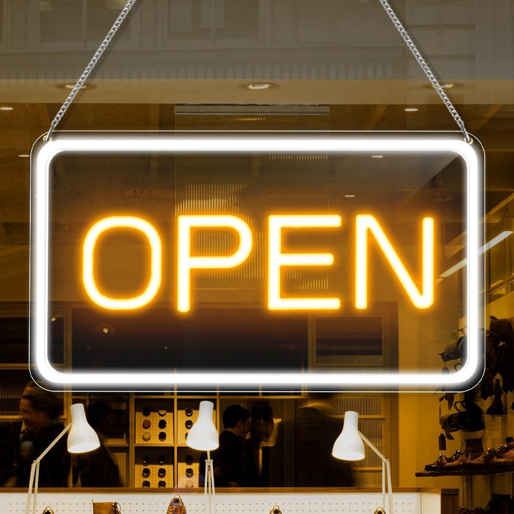 LED Open Sign 16X9 Inch, 12V Super Bright Open Signs for Business, Open Neon Sig