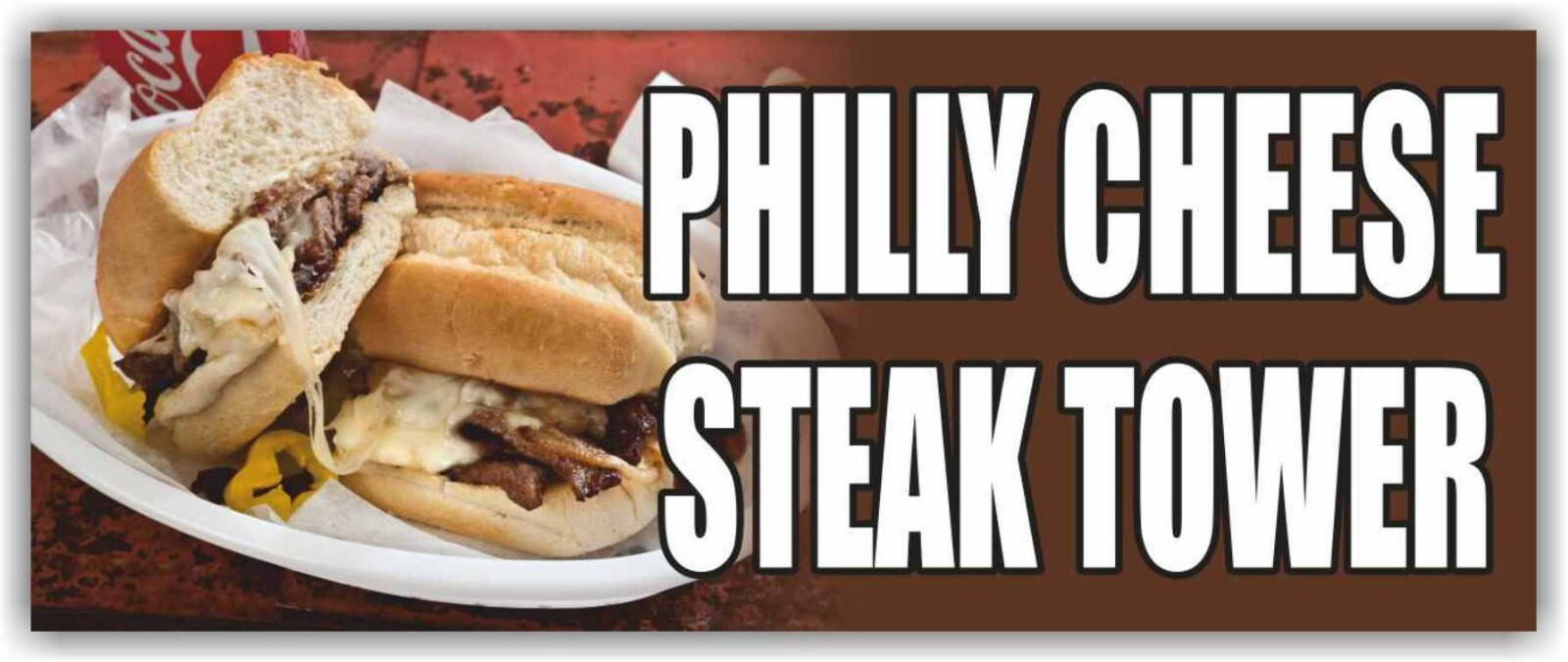 PHILLY CHEESE STEAK TOWER Advertising Banner Vinyl Mesh Sign Sandwiches Food Bar