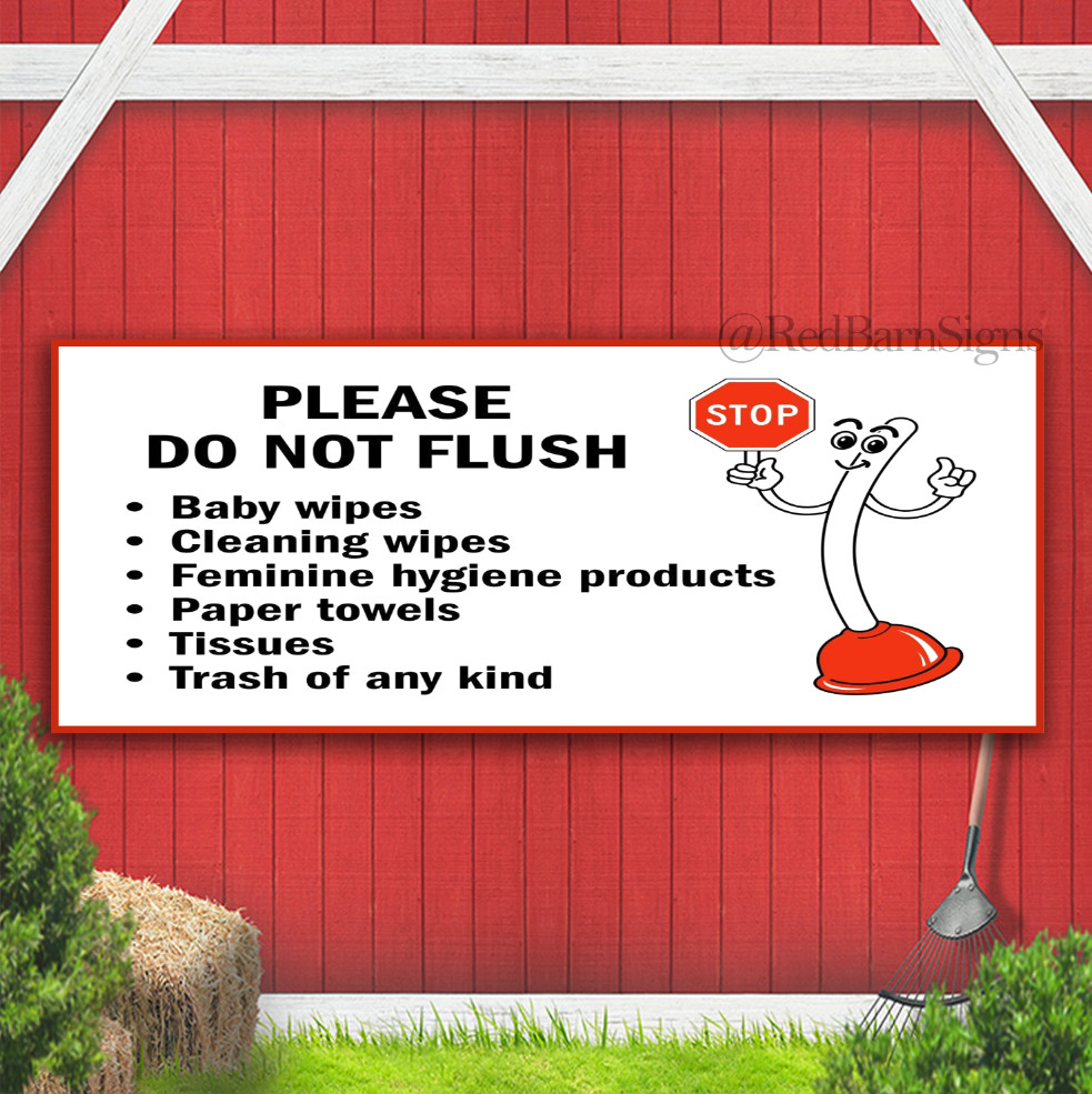 Please Do Not Flush Indoor Outdoor Banner Sign with grommets