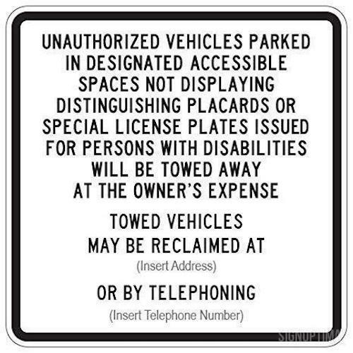 California Disabled Parking Tow-Away Sign , 3M Reflective