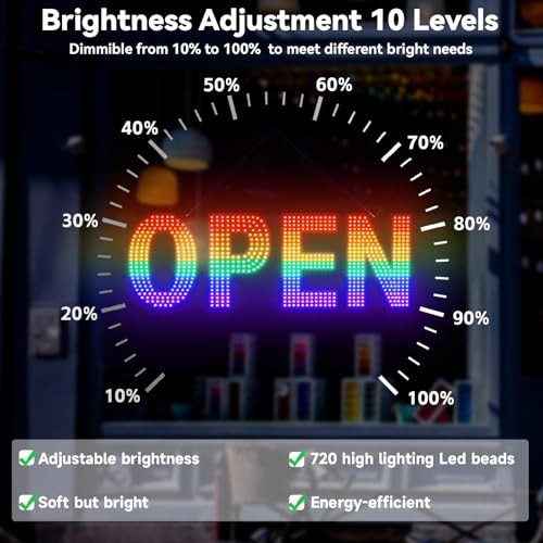 LED Open Signs for Business 30×10 Inch Rainbow Light Up