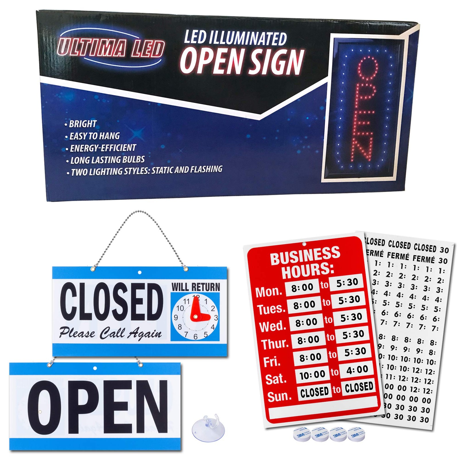 Ultima LED Neon Open Sign for Business: Vertical 17″ x 10″, Model 5
