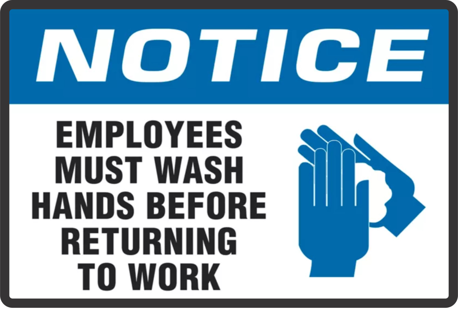 Blue Employees Must Wash Hands Metal Aluminum Bathroom Sign Rustproof
