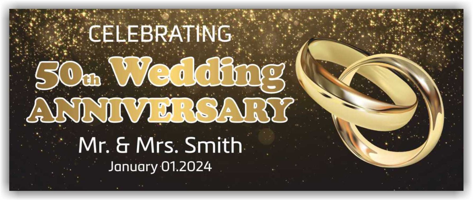 CELEBRATING 50th Wedding ANNIVERSARY Advertising Banner Vinyl Mesh Sign Party