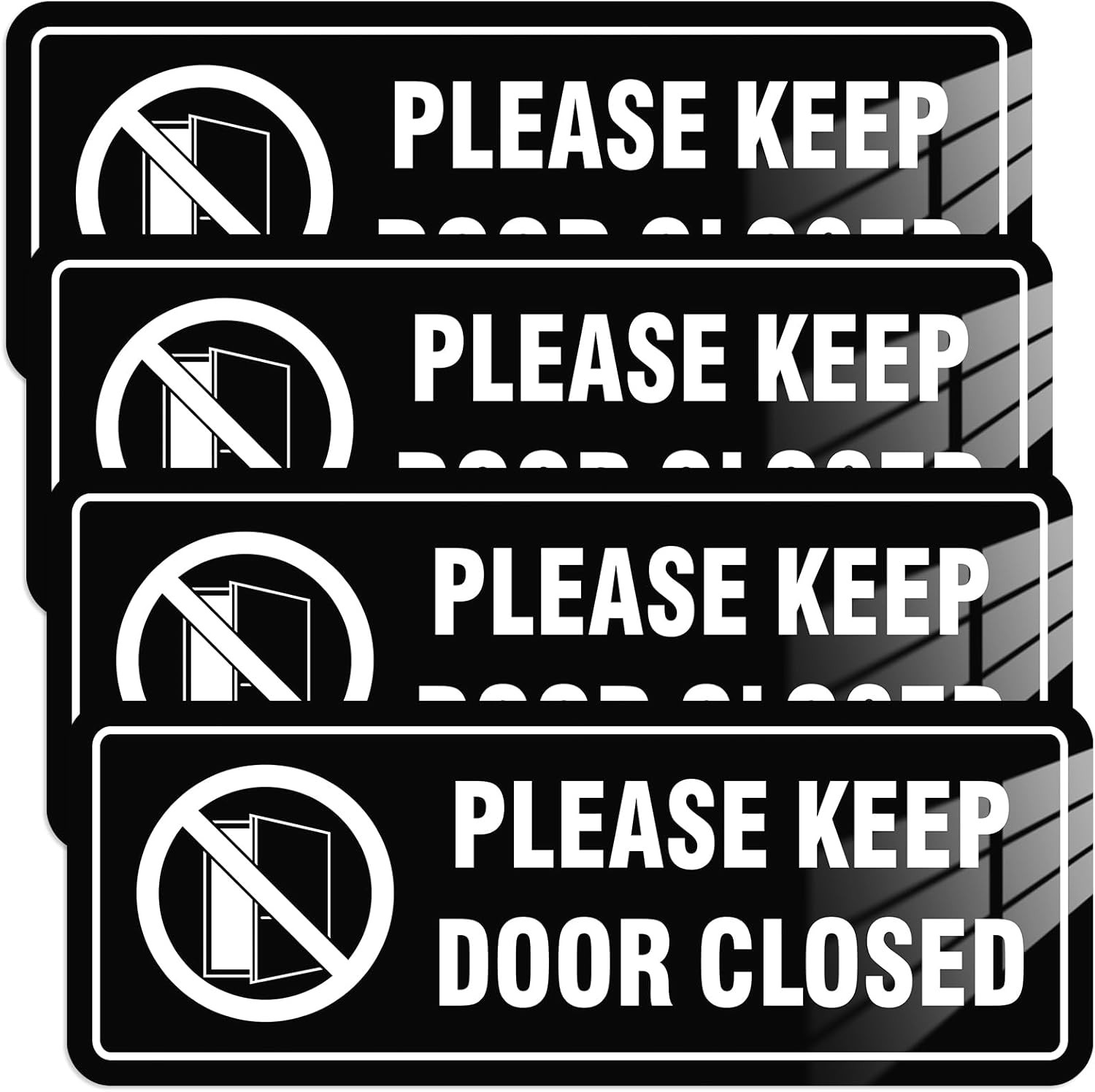 4 Pack- Please Keep Door Closed Signs Self-Adhesive, 8x3Inch Acrylic Keep Door C