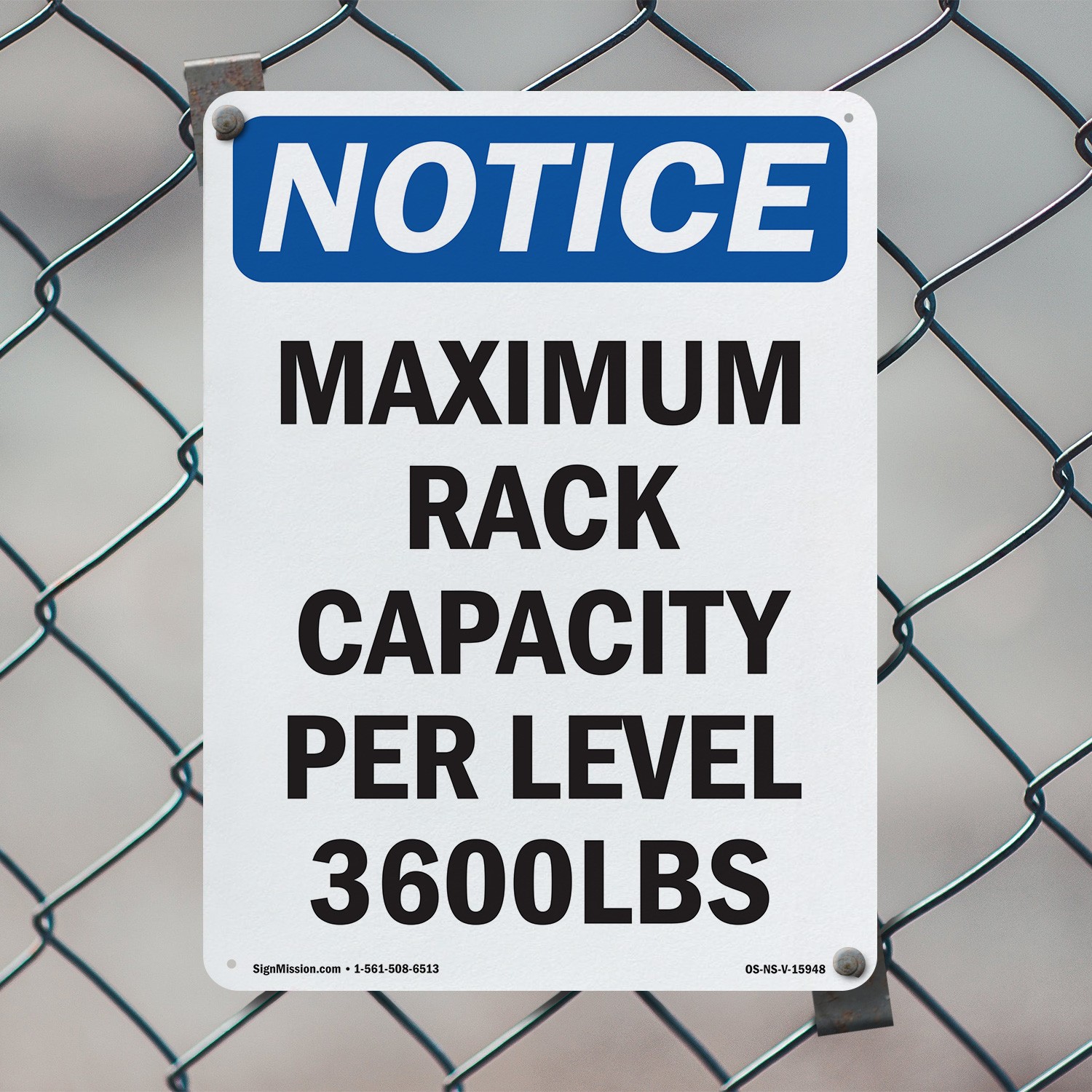 Maximum Rack Capacity Per OSHA Notice Sign Metal Plastic Or Decal – 5 or 10 Pack