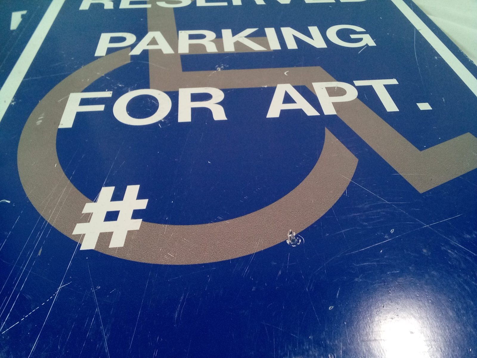 Lot 4 Reserved Parking For Apt # Blue Metal Handicap Accessible Parking Signs