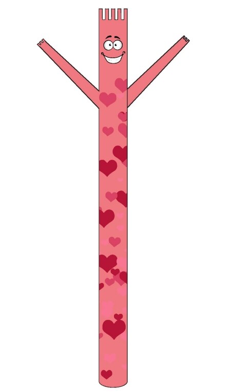 WIND PUPPET 12 FT PINK WITH HEARTS (NO BLOWER)