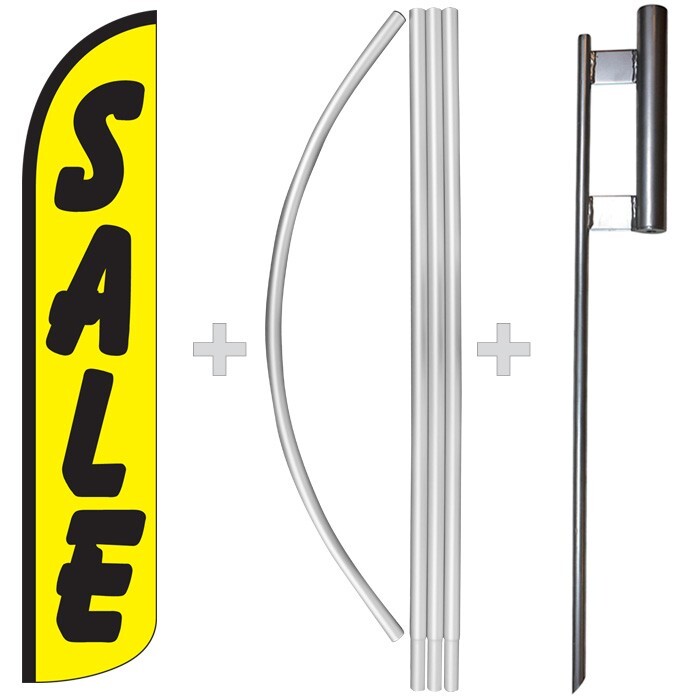 Sale Yellow/Black 15′ Tall Windless Swooper Feather Banner Flag & Pole Kit