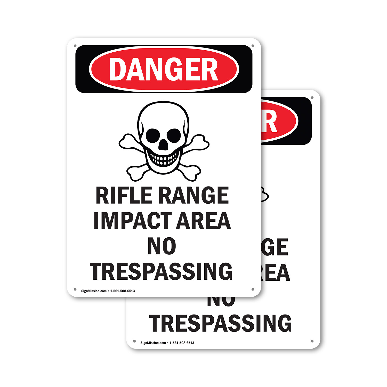(2 Pack) Rifle Range Impact OSHA Danger Sign Decal Metal Plastic