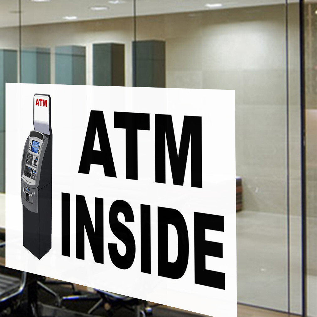 Decal Stickers Atm Inside with Atm Machine Vinyl Store Sign Label Business