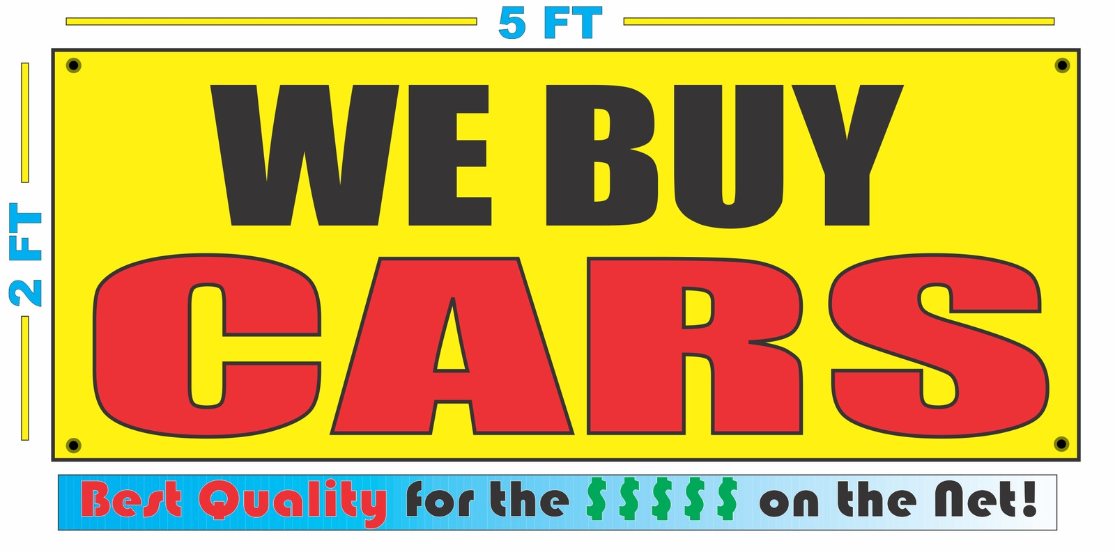 WE BUY CARS Banner Sign Yellow with Red & Black