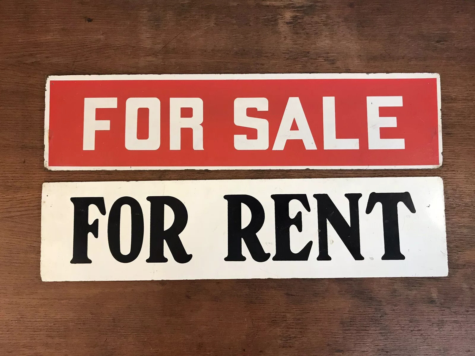 Lot of 2 For Rent & For Sale Double Sided Signs on Masonite Board 6″ X 24″ (A3)