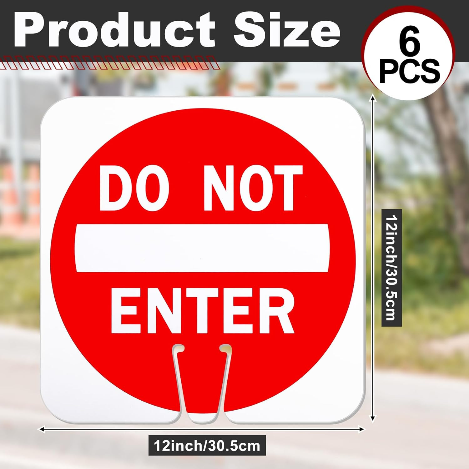 6 Pcs Do Not Enter Cone Traffic Sign 12 X 12 Inches Warning Sign Red and White D