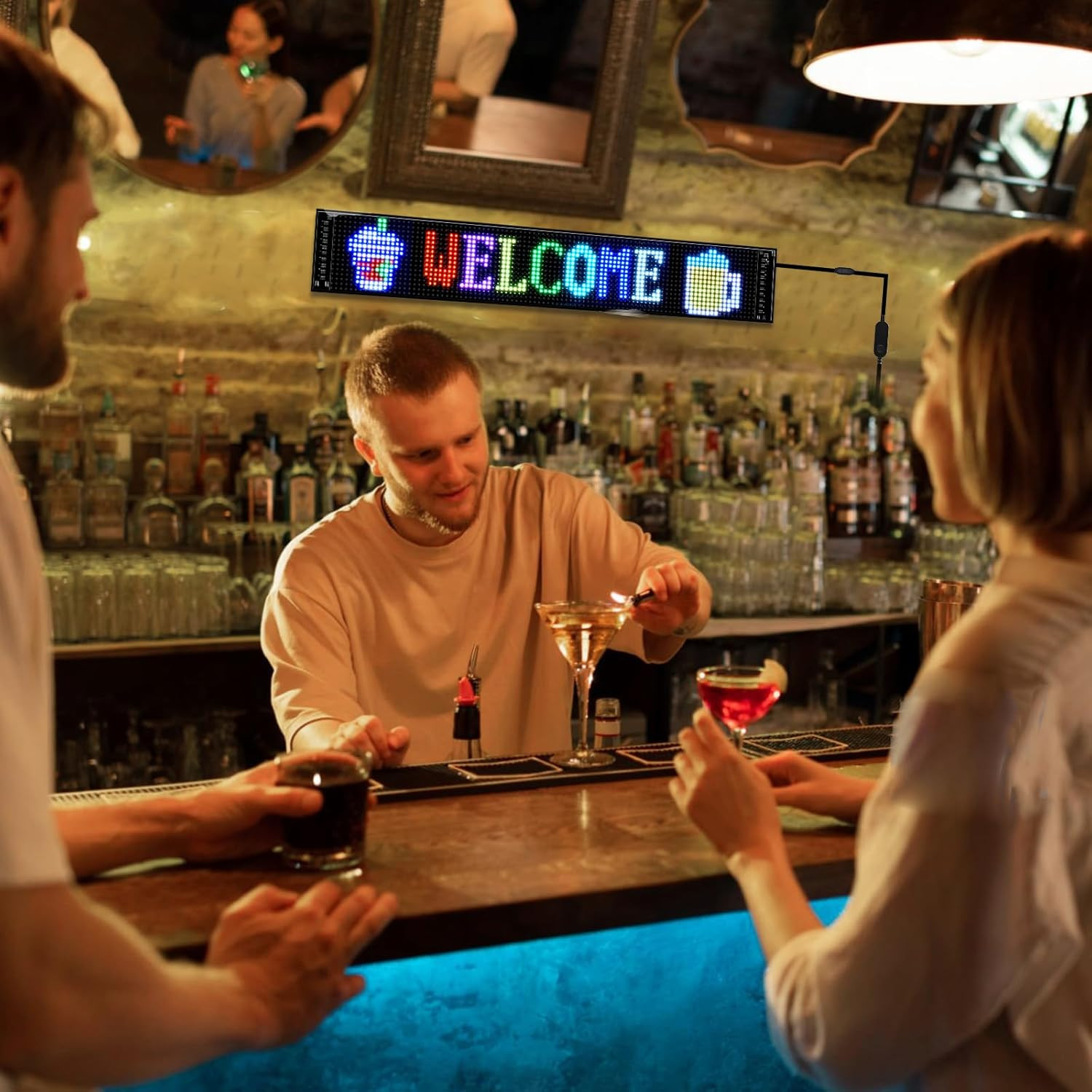 Programmable LED Signs,Flexible Scrolling LED Display,Bluetooth APP Control,Edit