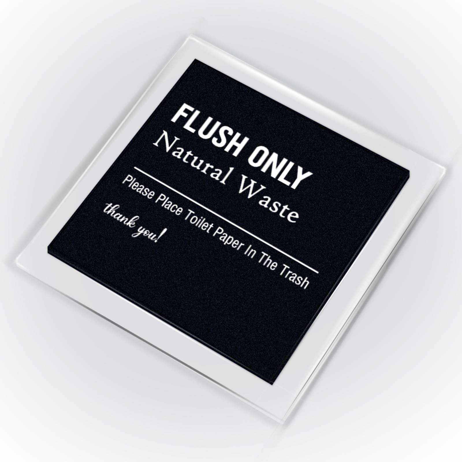 5.2×5.2 inch Flush Only Natural Waste Rules Sign, Self-adhesive for Bathroom