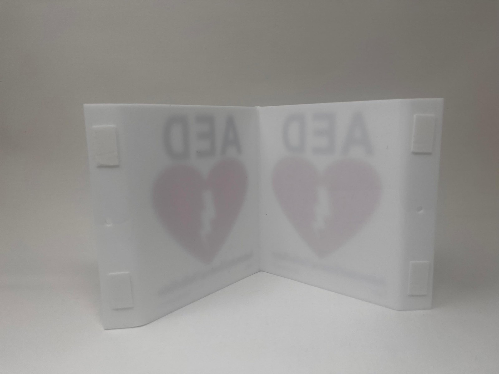9x6x4 Inch Acrylic Black/Red on White Standard AED V Sign Wall Mount