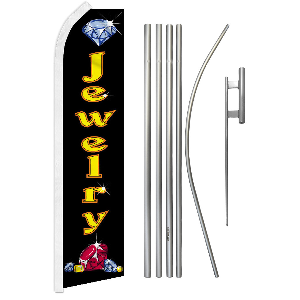 Jewelry Swooper Flutter Feather Advertising Flag Pole Kit Jewelry Store Joyeria