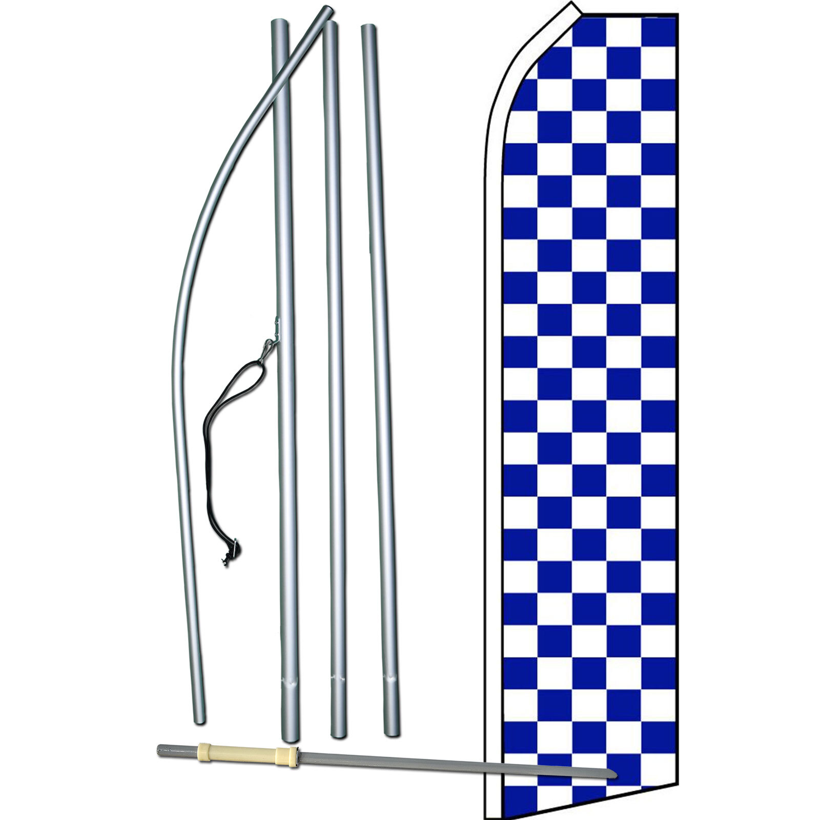 Blue/White Checkered Swooper Flag Kit