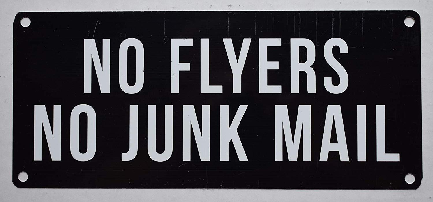 NO Flyers NO Junk Mail Sign – (Aluminium Reflective, 3.5×9, black…-REF24-1027
