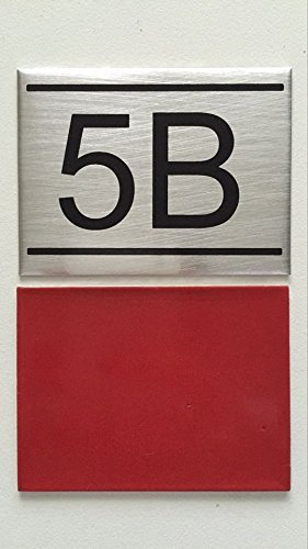 APARTMENT NUMBER SIGN -5B -BRUSHED ALUMINUM (2.25X3, Aluminium)-REF24-1027
