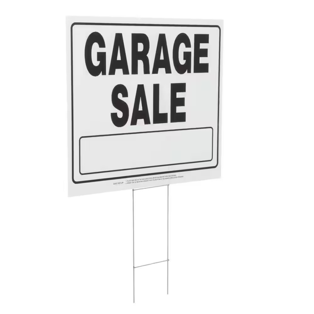 20 In. X 24 In. Corrugated Plastic Garage Sale Yard Sign and Holder