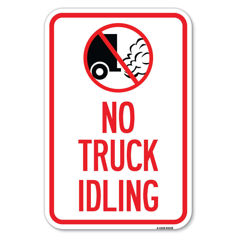 Driveway Sign No Truck Idling with Graphic Heavy Gauge Aluminum Parking Sign