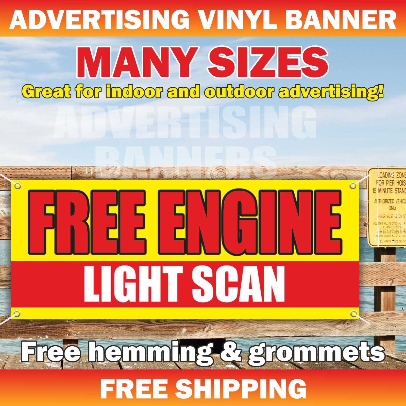 ENGINE DIAGNOSTICS Advertising Banner Vinyl Mesh Sign FREE ENGINE LIGHT SCAN Car