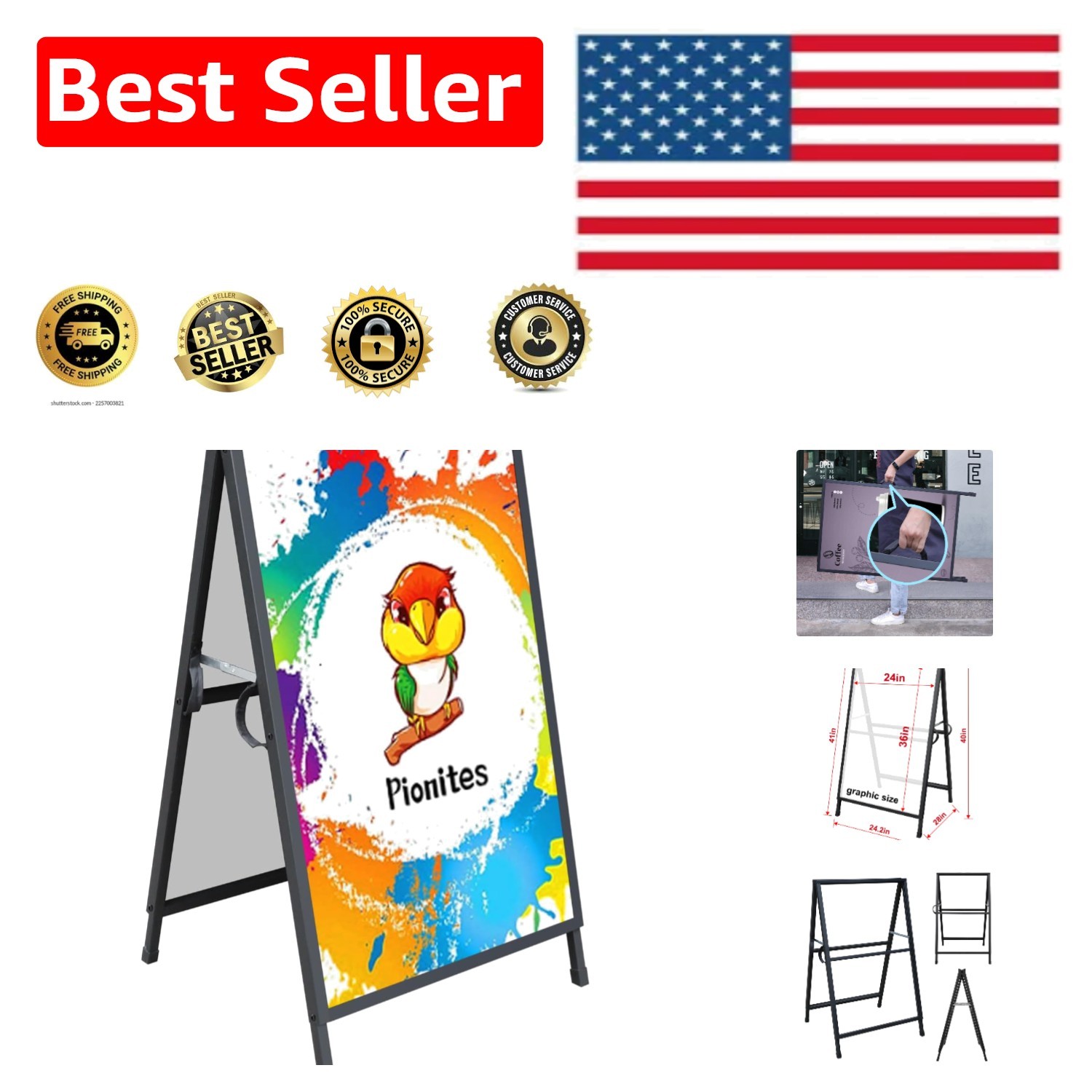 Heavy Duty 24×36 Inch A Frame Sidewalk Sign – Double-Sided & Weatherproof