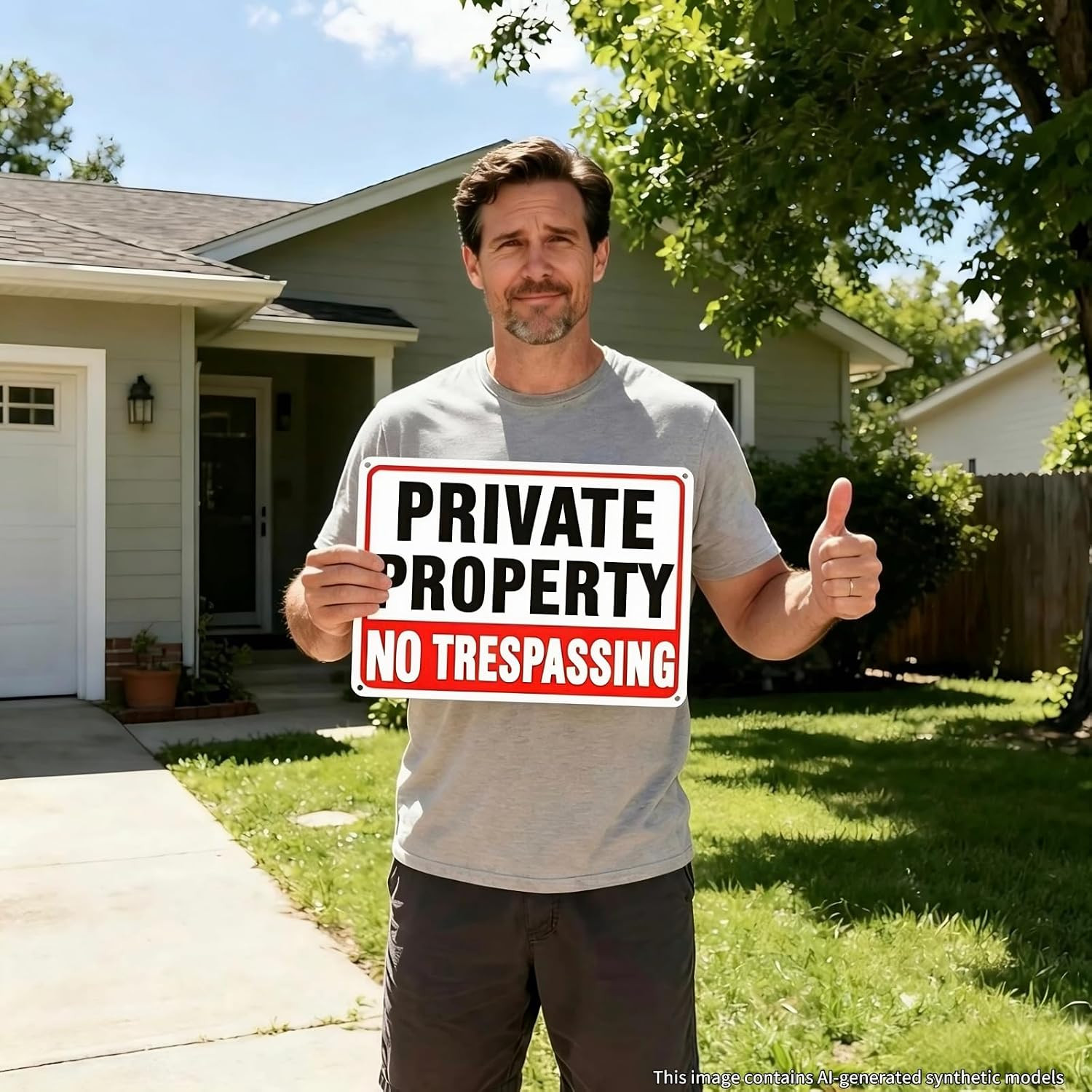 4 Pack No Trespassing Signs Private Property, 10 X 7 Inch Aluminum Signs | Weath