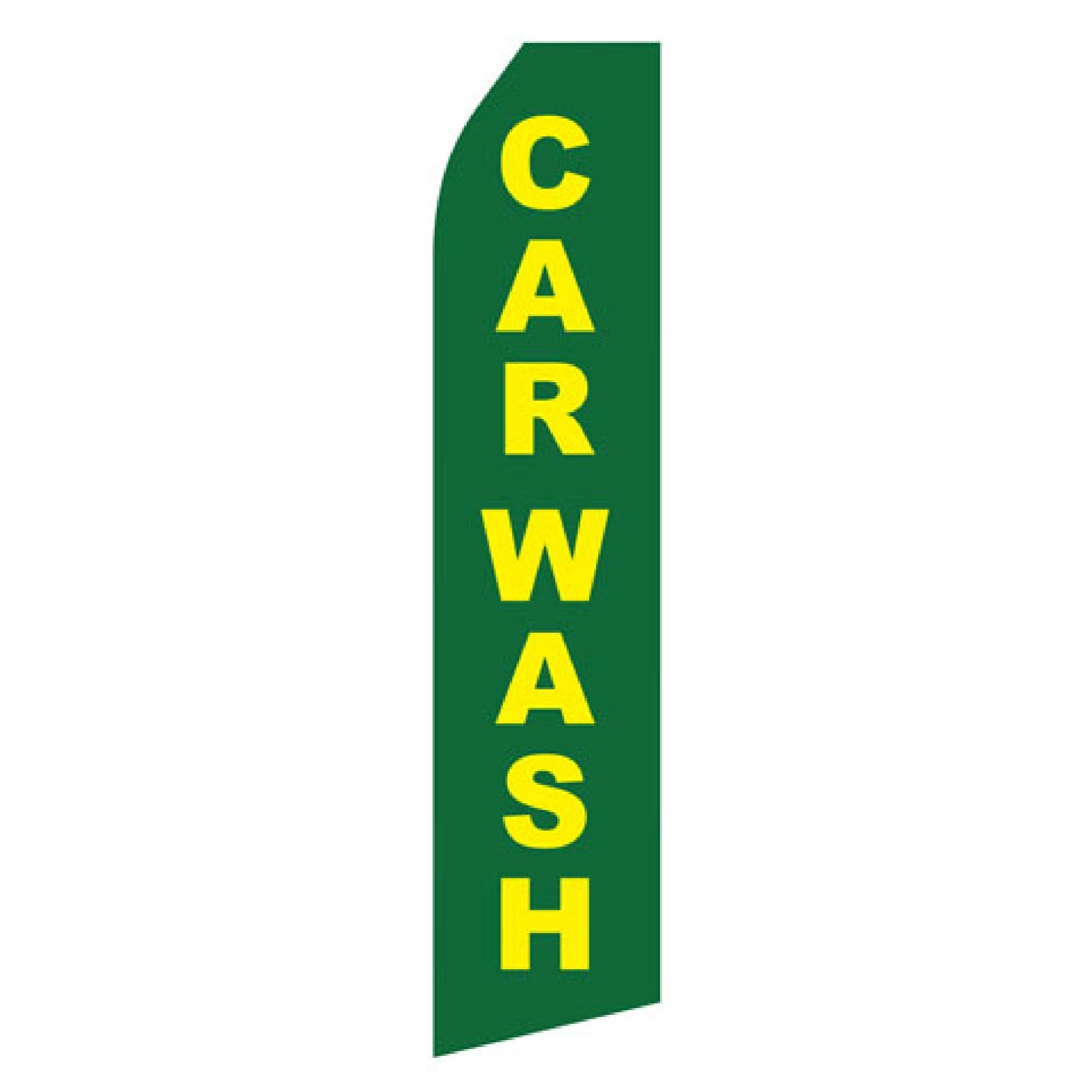 Car Wash Econo Stock Flag With Ground Stake 16ft Outdoor Flag | Single Sided