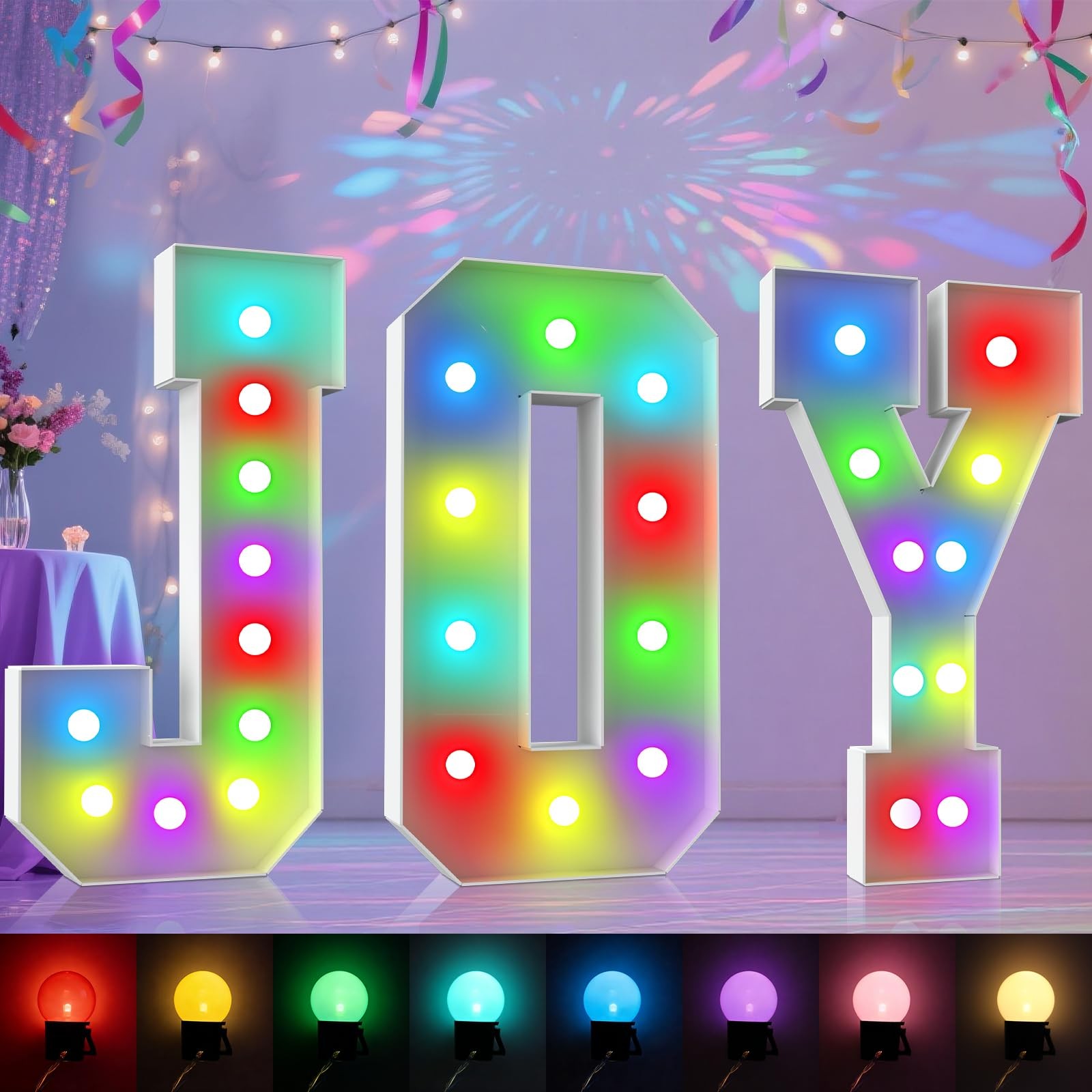 4FT Colorful Marquee Numbers,18-Color Number 7 with Remote Control Large Ligh…