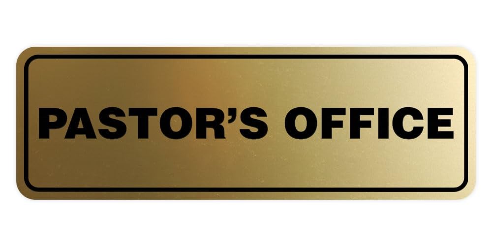 Large Brushed Gold “Pastor’s Office” Standard Door Wall Sign Church Decor