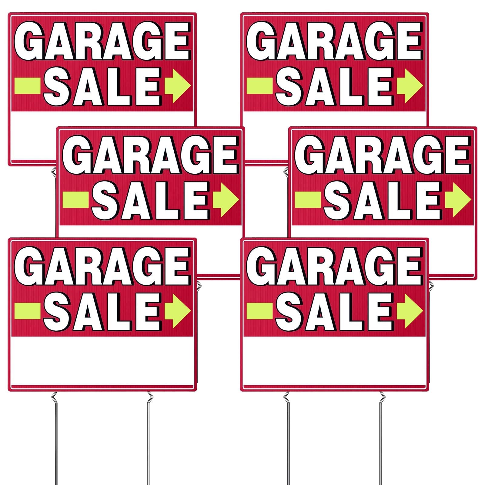 Garage Sale Signs, 17″ x 13″, 6 Pcs Double Side Garage Sale Sign with Stakes …