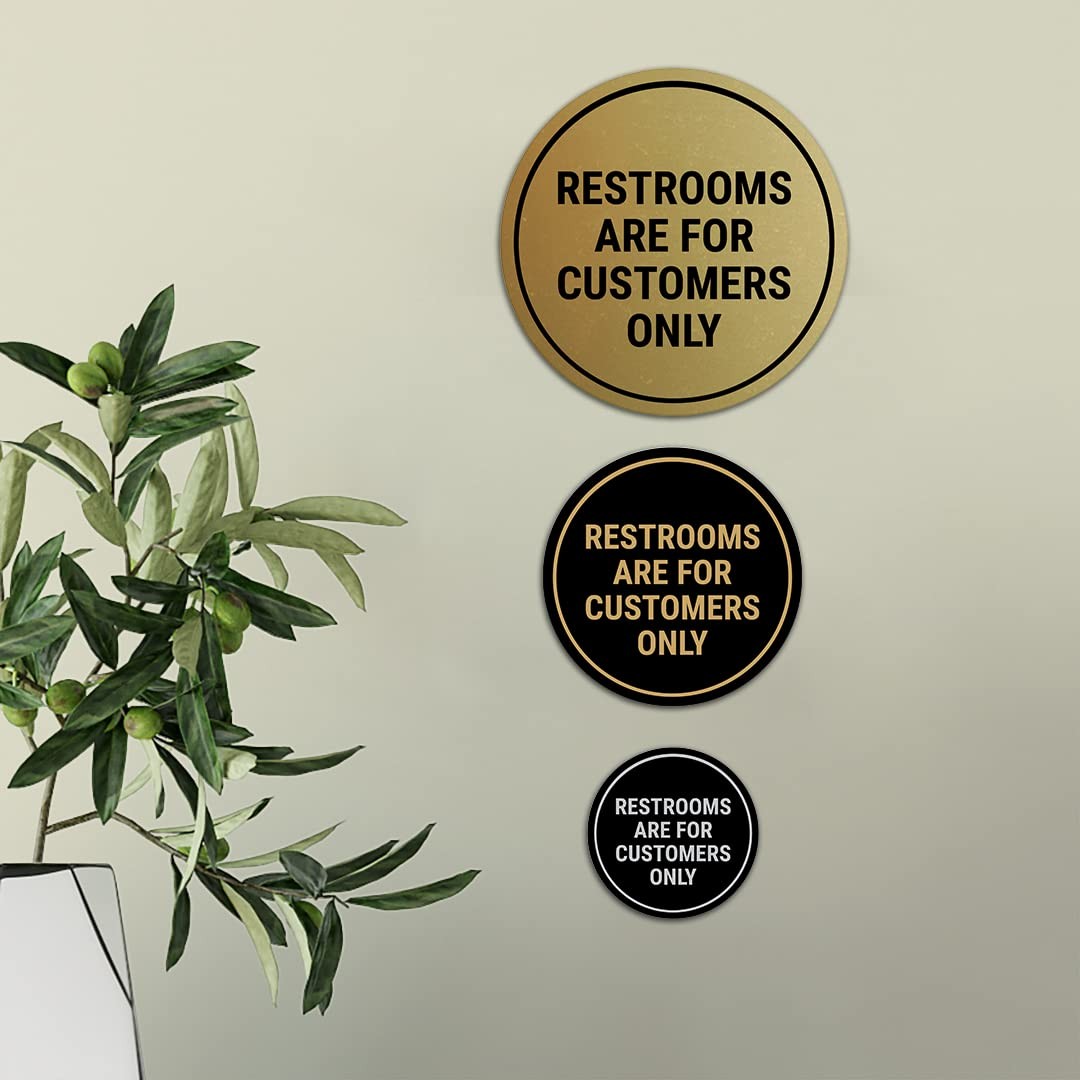 2 PCS Circle Restrooms Are For Customers Only Sign XLarge Red Door Plaque