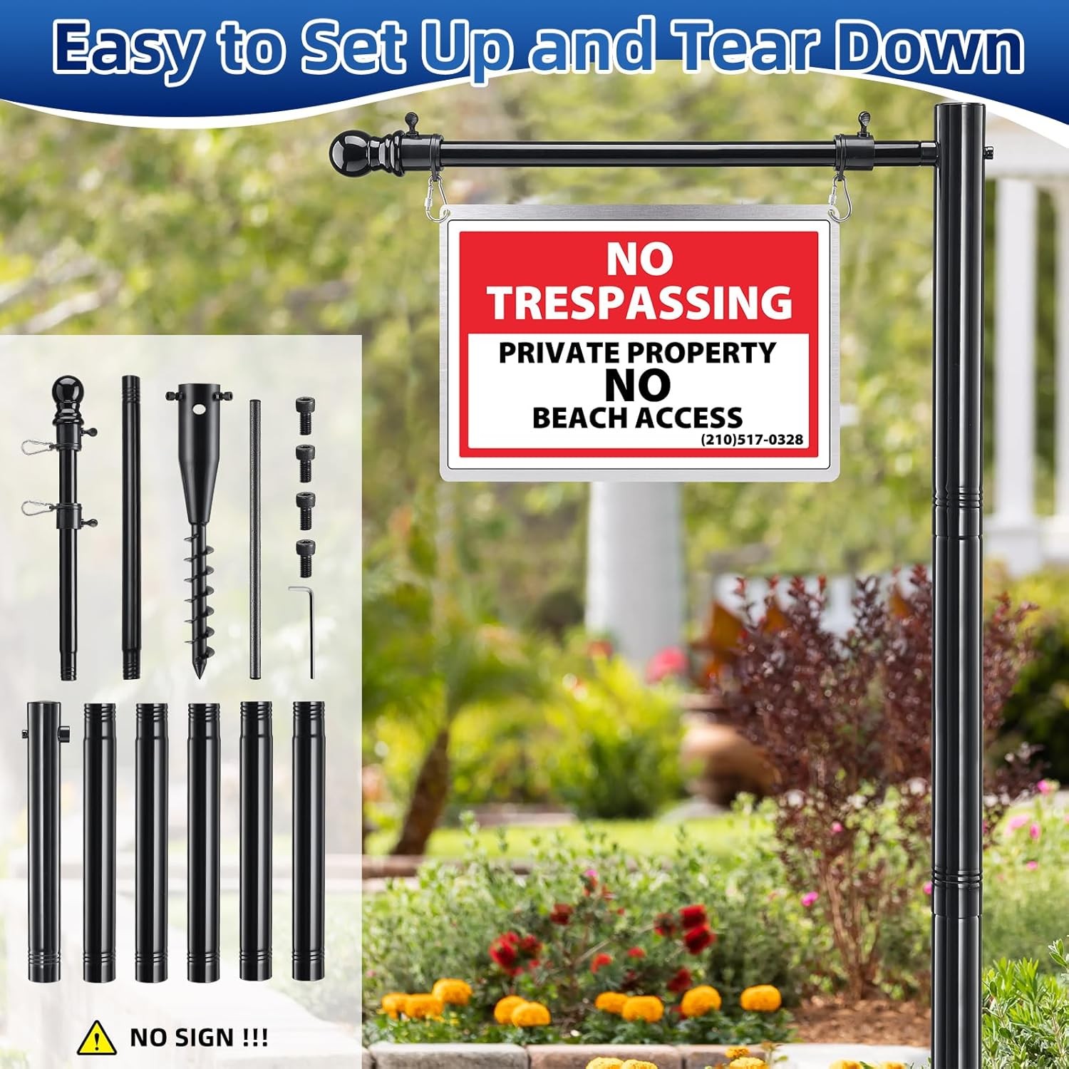 Estate Sign Posts, 7FT Tall Metal Real Estate Sign Posts for Sale Yard Signs up