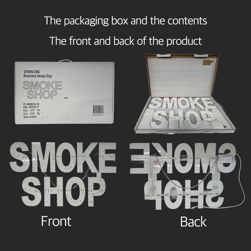 EPL Signs SMOKE SHOP White LED Sign Business 15″x24″ Remote 3G Sparkling Mode