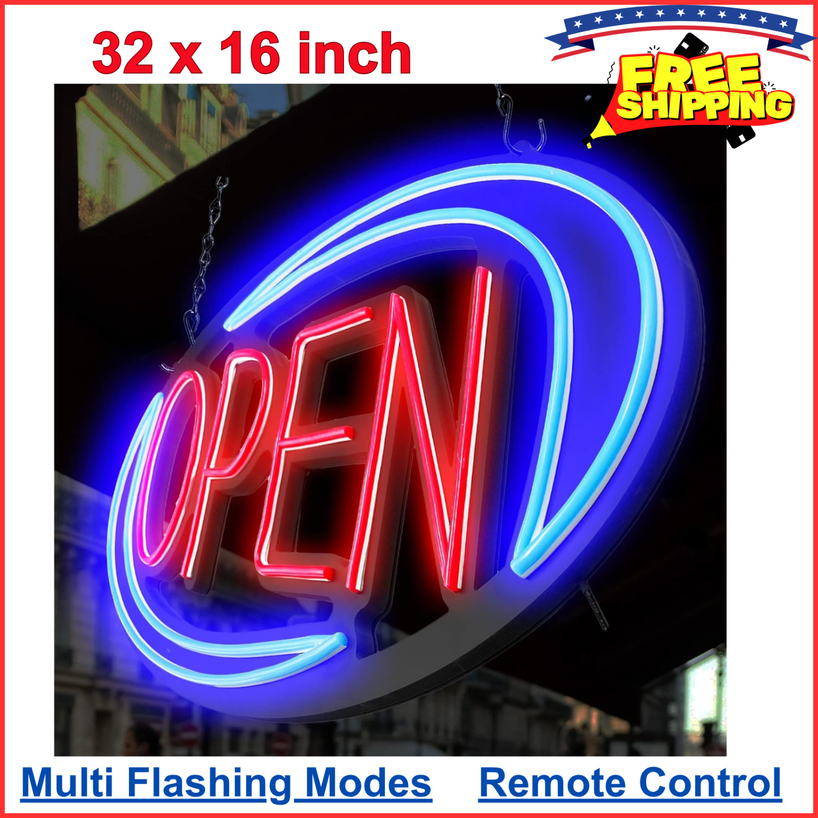 Open Signs for Business 32×16 in Large Bright Open Sign Neon Led Lighted Plastic
